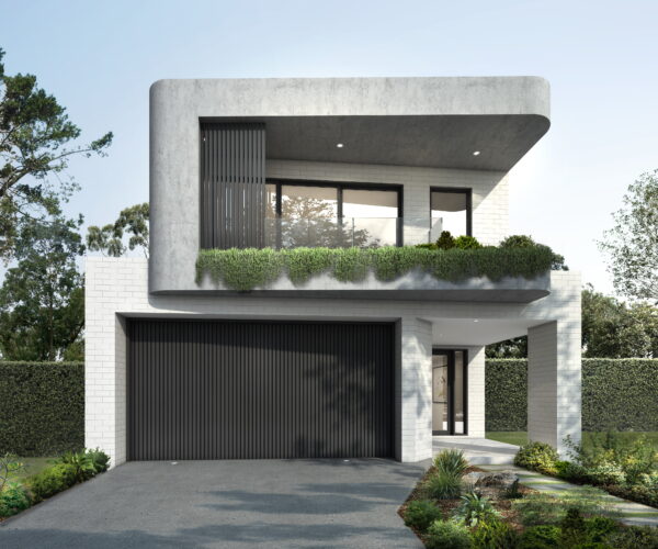 Stunning modern design featuring exposed concrete, Stunning modern design, featuring exposed concrete, curved edges and a unique cantilevered balcony